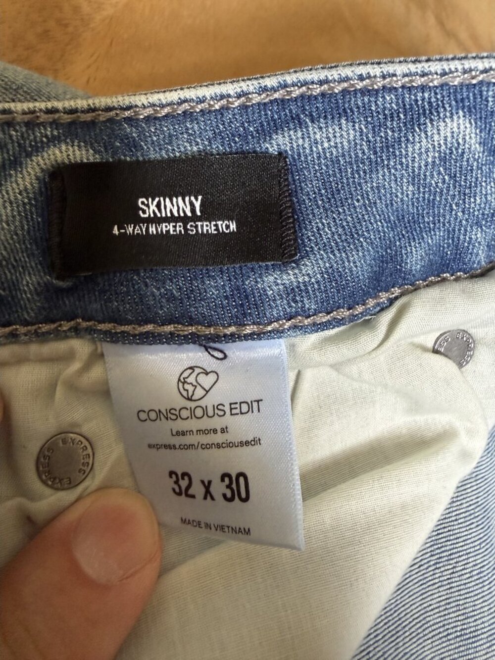 Express Skinny Jeans 4-Way Hyper Stretch Light Wash Men's 32x30 - Picture 6 of 6